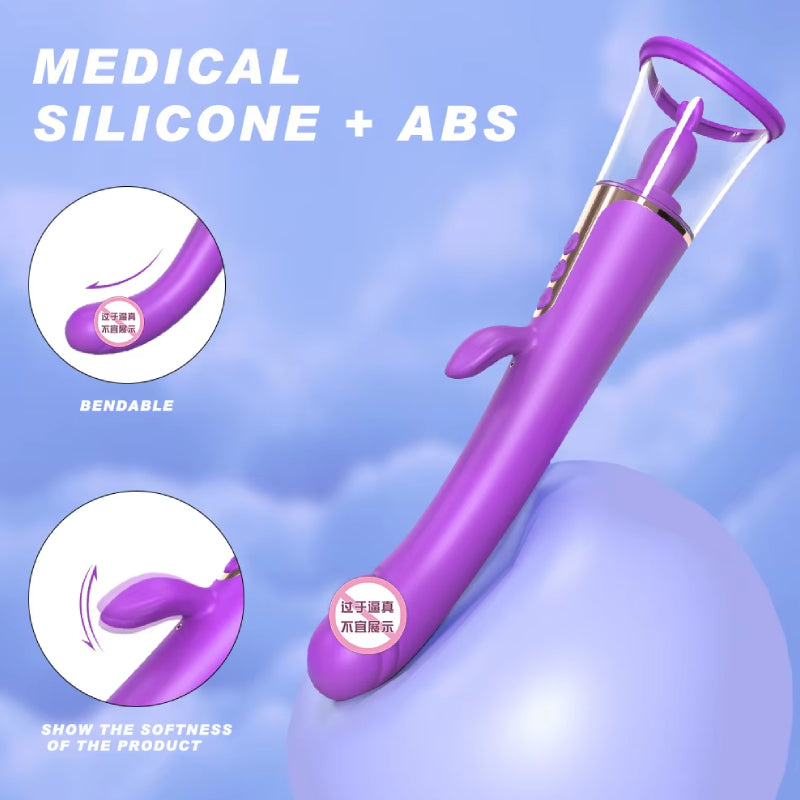 3 In1 Rabbit Vibrator Sucking Licking Vibrating Dildo G Spot Vibrator Nipple Clitoral Stimulator Sex Toys for Women Vibrators 18