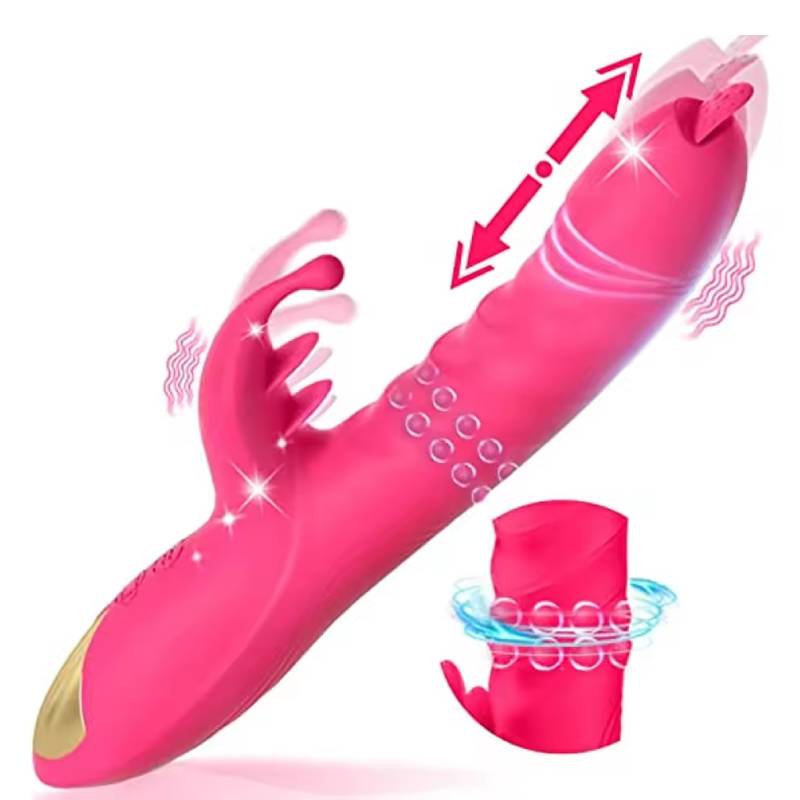 Rabbit Vibrator for Women Vagina G Spot Nipple Clitoris Stimulator Thrusting Telescopic Rotating Dildo for Adult Sexy Toys