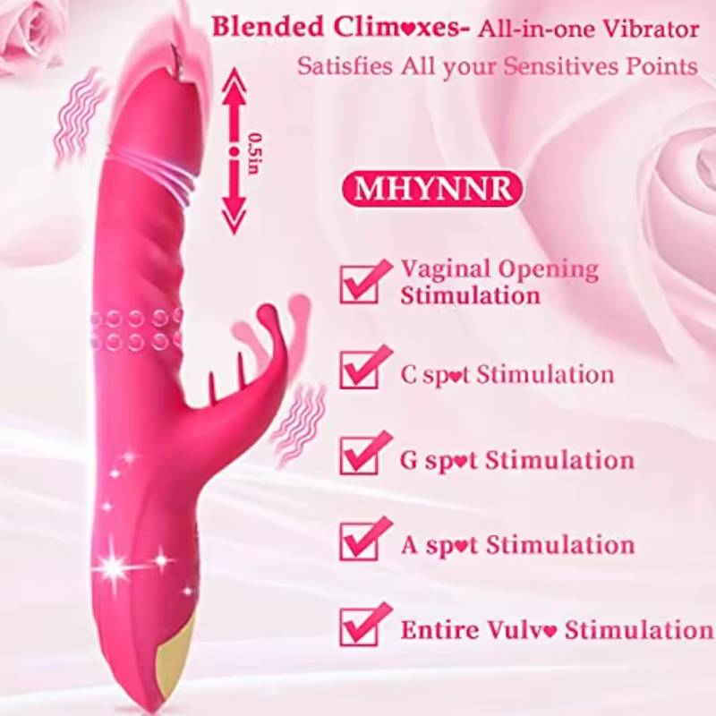Rabbit Vibrator for Women Vagina G Spot Nipple Clitoris Stimulator Thrusting Telescopic Rotating Dildo for Adult Sexy Toys
