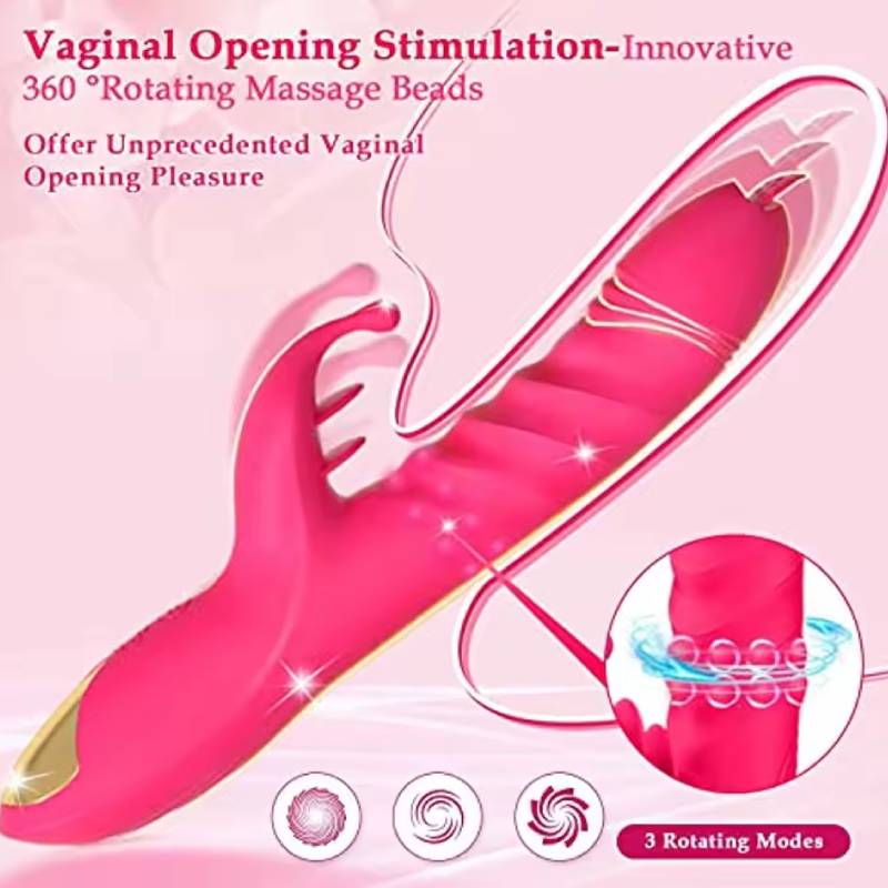 Rabbit Vibrator for Women Vagina G Spot Nipple Clitoris Stimulator Thrusting Telescopic Rotating Dildo for Adult Sexy Toys